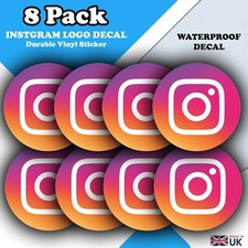 Confezione da 8 - Adesivi Logo Instagram - 50mm x 50mm - Seguici su Etichette Instagram