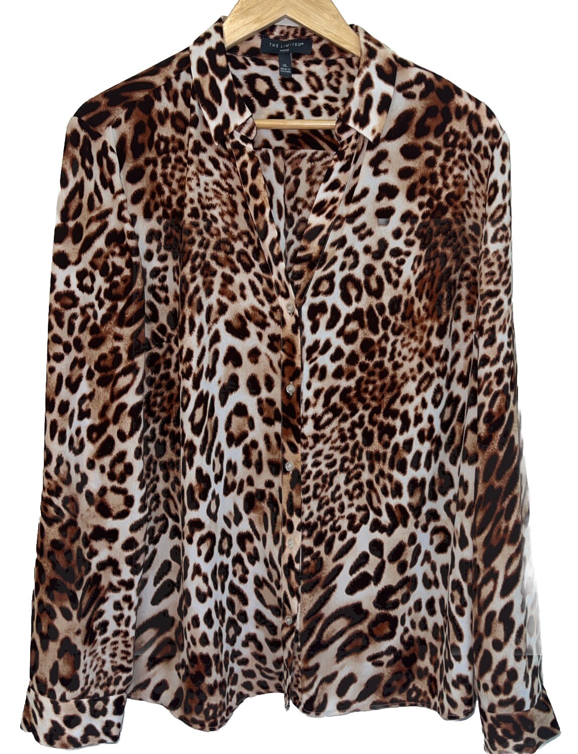 The Limited  Blouse Size XL  Leopard Print Long Sleeve EUC