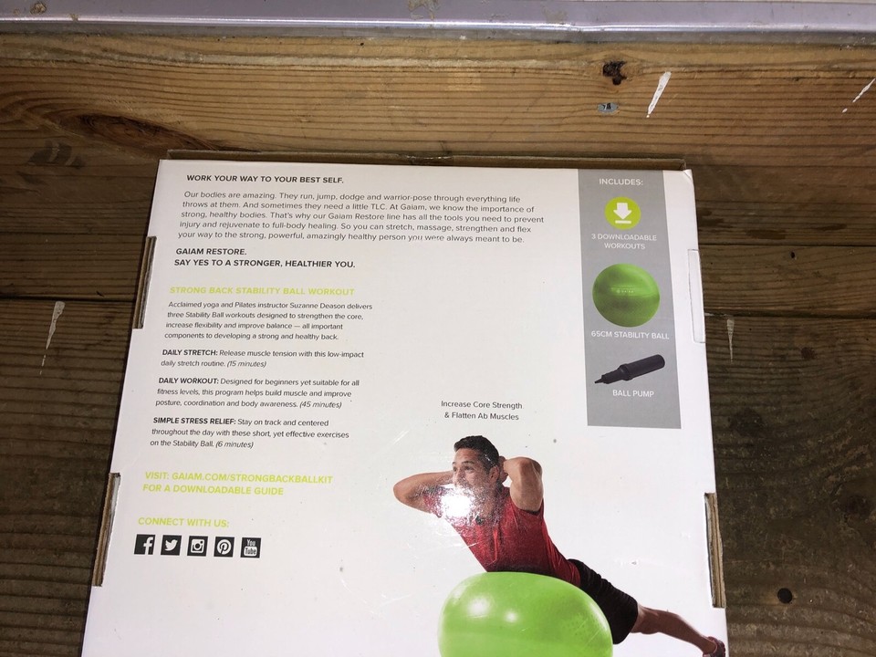 Kit Gaiam Restore Strong Core And Back – Balle De Thérapie Verte – Neuf