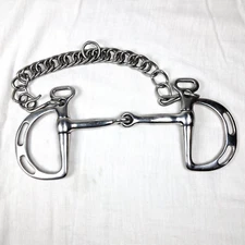 D-Ring Snaffle Bit 5 Inch Mouthpiece w/Curb Chain