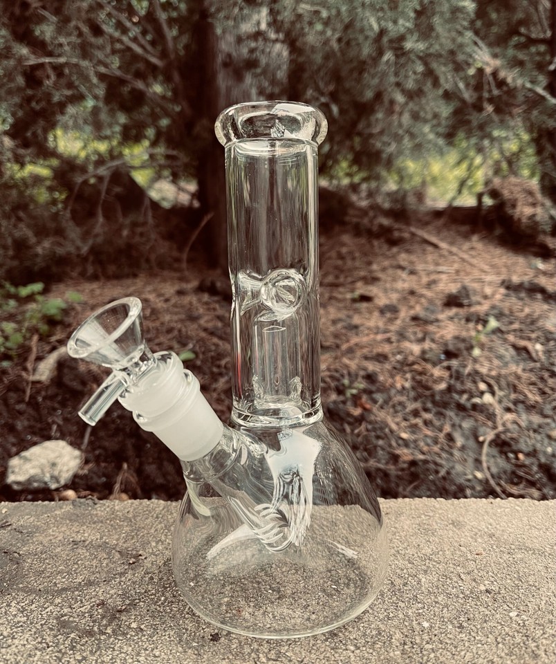 9 Inch Clear Glass Hookah Water Pipe – Premium Thick Glass With 14mm Bowl – Handmade In USA