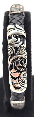 Mercan Silver Handmade Black Leather Bracelet