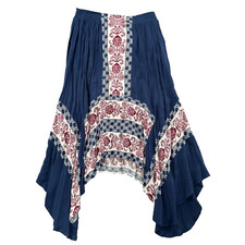 Cato Skirt Womens M Blue Red Midi Maxi Boho Sharkbite Peasant Floral Cottage NEW