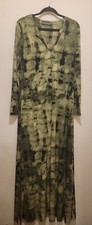 Halston Long Sleeve  Printed Jersey Gown Olive Multi Green  Sz Sm ( Sz 4/6)