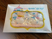 Vntg 1960s Triboro Baby Quilt - NOS - Pink Dancing Children Windmill 36" x 45"