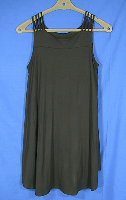 LAZY SUNDAYS Soft Knit STRAPPY SLEEVELESS Round Neck A-LINE DRESS Lined Sz S