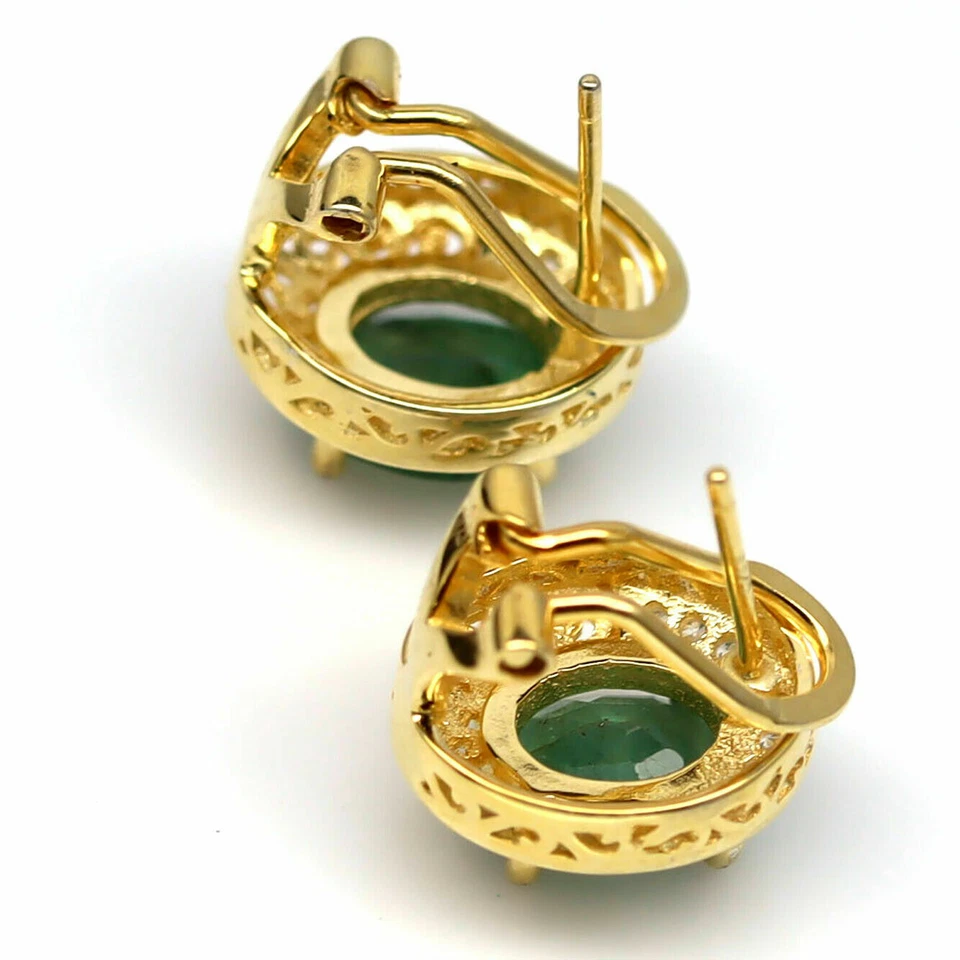 SHOLA Echt Natürlicher Grün Smaragd Ohrringe Sterlingsilber E432 - Bild 3 von 3