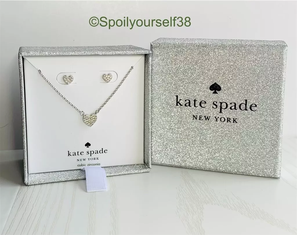 Kate Spade Heart to Heart Pave Mini Pendant Necklace Clear/ Rose Gold