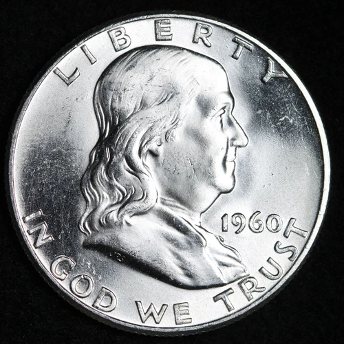 GEM BU UNCIRCULATED UNC MS 1960 SILVER  FRANKLIN HALF DOLLAR BRILLIANT LUSTER
