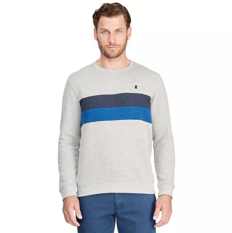 Флисовый пуловер с круглым вырезом IZOD Mens Advantage Performance серый LT 4590₽