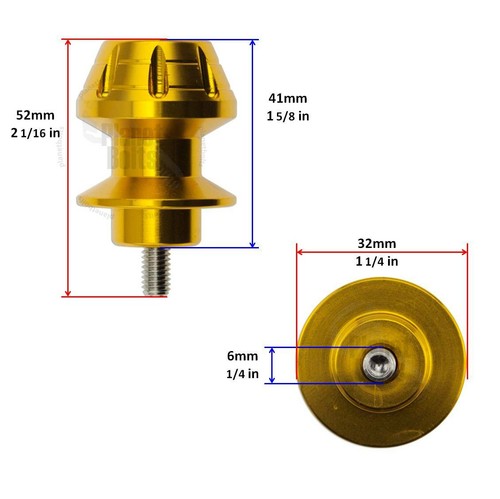 Gold Envy Swingarm Stand Spools For Yamaha YZF R6 R1 Holder 6mm Slider CNC - Picture 2 of 2