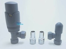 Angled Anthracite Thermostatic Valve Set Inc. Lockshield 15mm x 1/2" Matte TRV