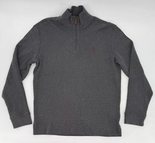 Polo Ralph Lauren Sweater Mens Medium Gray Mock Neck 1/4 Zip Pull Over Pony