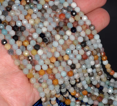 4MM AMAZZONITE PIETRA PREZIOSA SFACCETTATA ROTONDA PERLINE SFUSE 15" - Foto 2 di 4