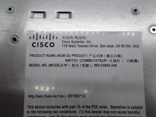 Cisco Catalyst 3850 Switch WS-C3850-24S-E V03 w/ 2 x Power Supplies - Photo 17/17
