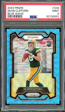 2023 Panini Prizm Sean Clifford Blue Wave Prizm Rookie Card SP #338 PSA 9 #/199