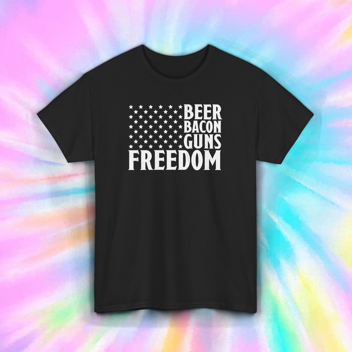 Freedom T-Shirt Beer Bacon Guns USA Flag Patriotic American