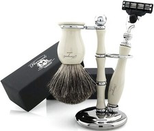 3 Piece Shaving Kit Cartridge Safety Razor Shaving Brush Shave Kit Holder Stand
