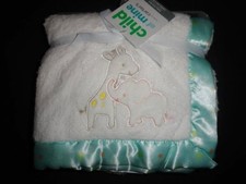 NWT Carter's Child of Mine Safari Giraffe Elephant Unisex Plush Blanket Satin NE