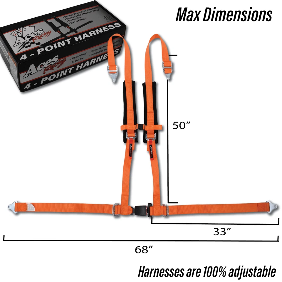 Pair of Orange 4 Point Harnesses For RZR 170 Foto 2 de 4