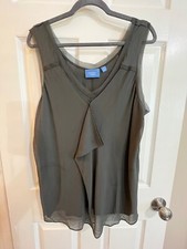 Simply Vera Vera Wang Sleeveless Chiffon Blouse XL gray Layered Detail Top