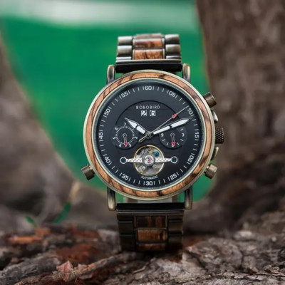 Herren Holz Armbanduhr - Luxus Automatik Holzuhr - Mode Casual Zeitlos