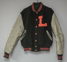 1950s - Letterman Leather Sleeve Bomber Varsity Jacket 36 S - Larned, KS Indians