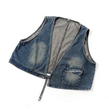 Gilet In Denim Donna Senza Maniche Giacca Canotta Cardigan Retro