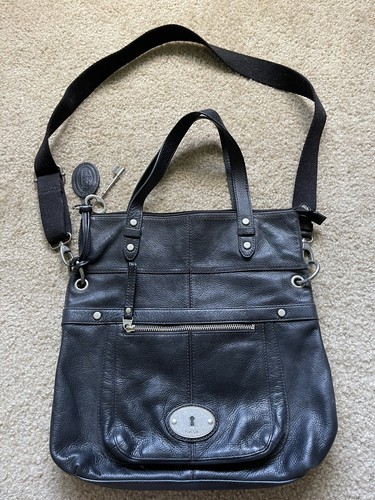 FOSSIL Black Leather Maddox Hobo 