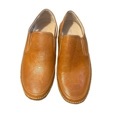 Stacy Adams Brown Tooled Napa Rust Paisley Embossed Leather Shoes Size 11M EUC