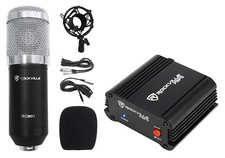 Rockville RCM01 Studio Recording Condenser Microphone Phantom Power Supply