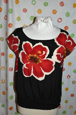 Vintage 1990's Twentyone WOMENS Size Medium Smocked waist Floral blouse top EUC