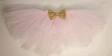 Pink Girls Tutu With Gold Bow Ages 3-5 Great For Dance, Halloween Or Dress Up