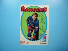 1971/72 O-PEE-CHEE NHL HOCKEY CARD #221 GLEN SATHER EX/NM NM AUTOGRAPH AUTO OPC
