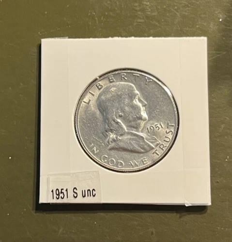 1951-S Silver Franklin Half Dollar 90%Silver.  BU/CH - Details. Free shipping