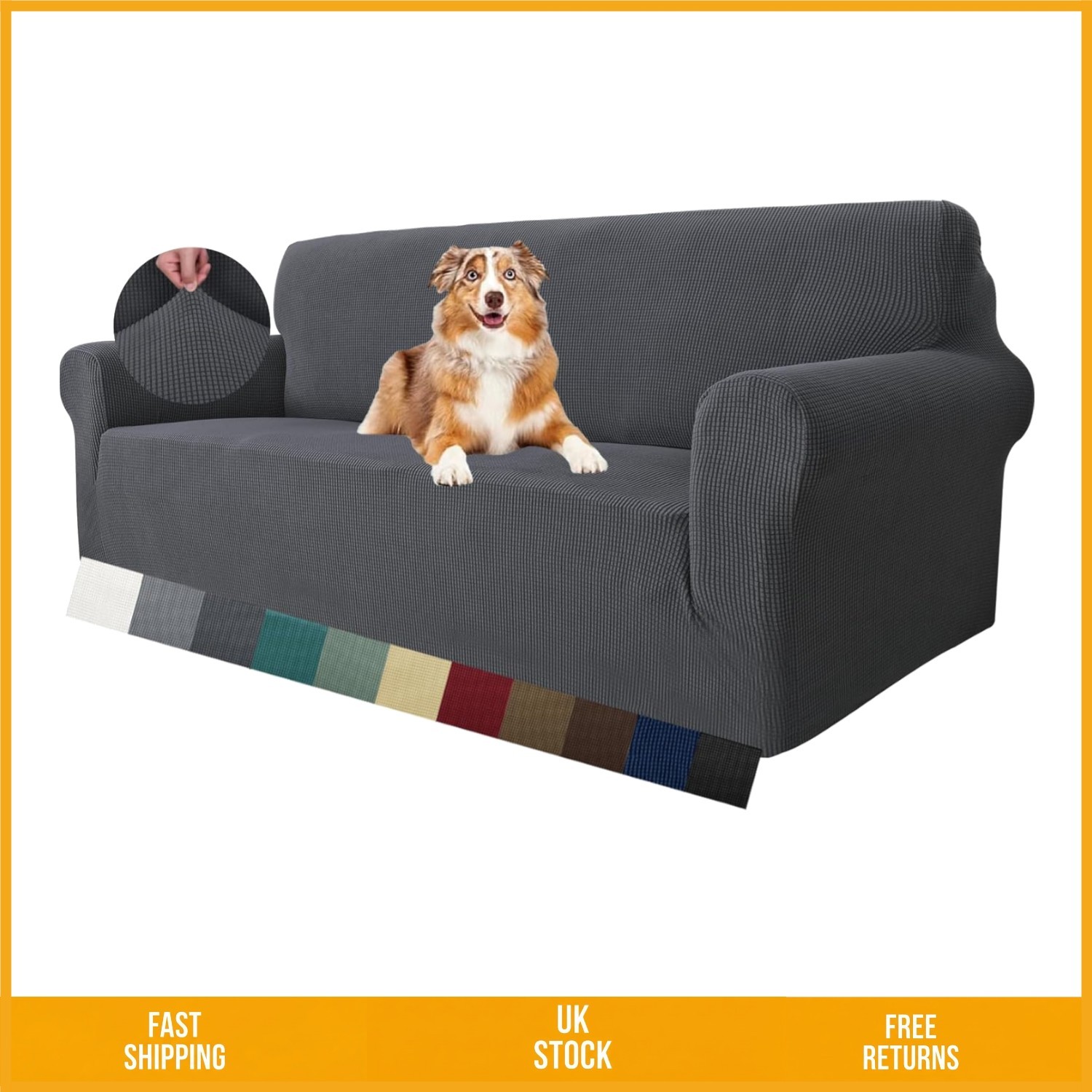 Elegant Stretch Jacquard Sofa Cover Furniture Protector Grey 3 Seater