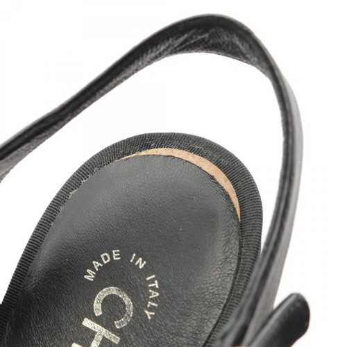 CHANEL Coco Mark Pearl Sandals Shoes Leather Black Used - Picture 8 of 10