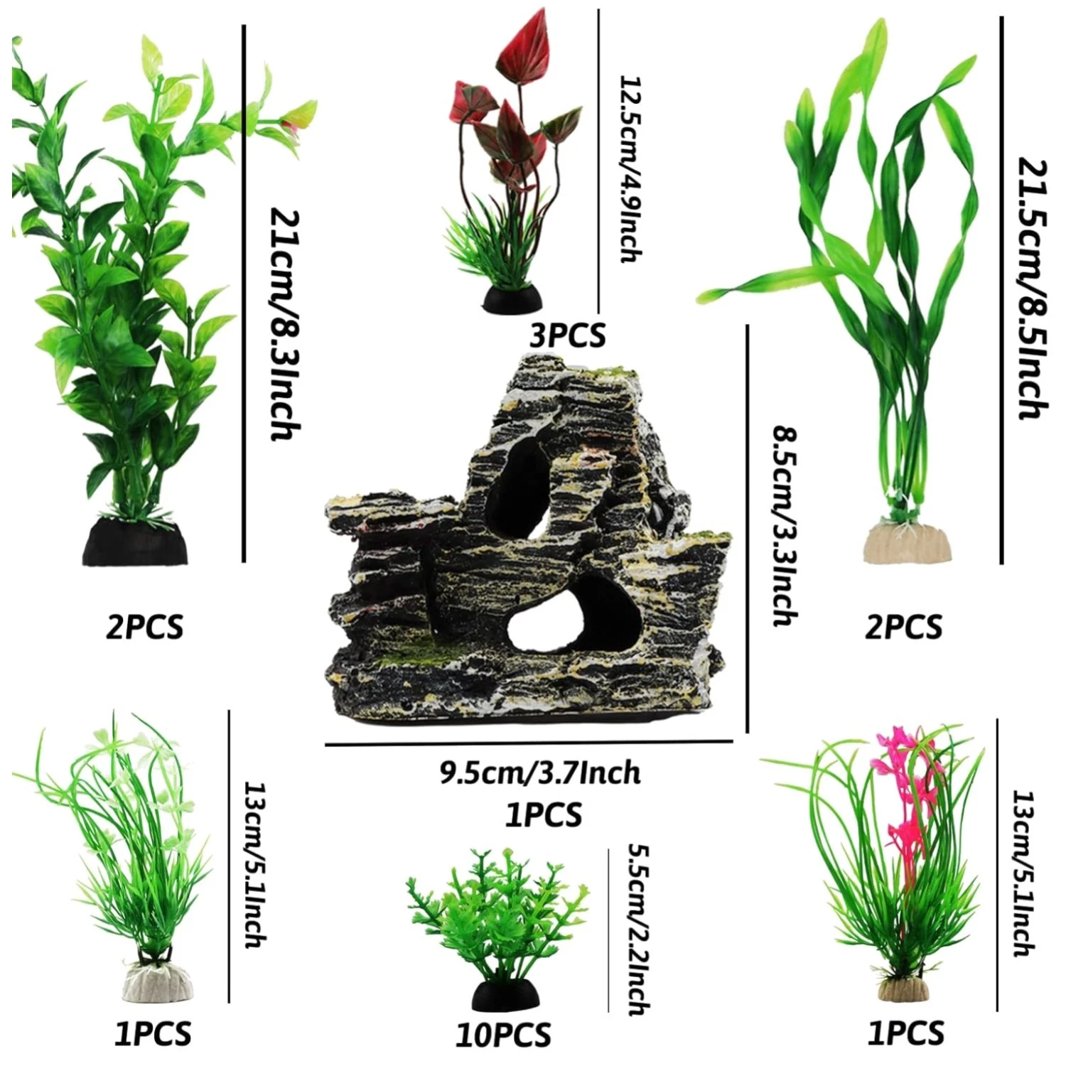 Aquarium Decor Set: Rock Plants & Cave Decoration
Opens in a new window or tab