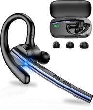 Bluetooth Earpiece Dual Mic with 500mAh Charging Case,Hand-Free Headsets