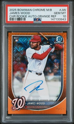 2025 Bowman Chrome Mega Box James Wood Rookie Auto /25 PSA 10 GEM MINT