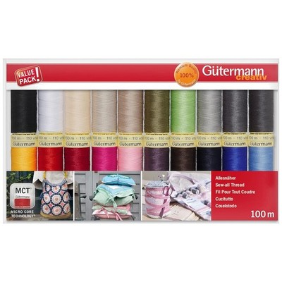 20 Pack Sew-All Thread: 100m Spools, Assorted Colors