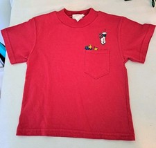 Vintage Peanuts Embroidered Red Shirt Snoopy Woodstock Size 2T