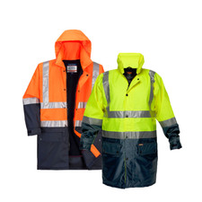 Portwest Fleece Lined Rain Jacket with Tape 2 Tone Reflective Work Safety MJ208