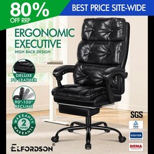 ELFORDSON Office Chair Executive Dual-Padded High Back Recliner Footrest Gaming