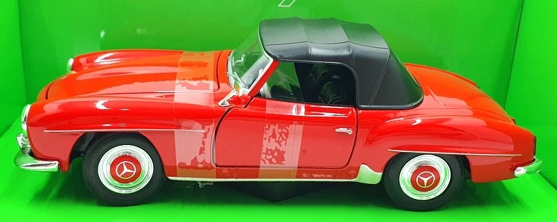 Welly NEX 1/24 Scale Diecast 24118H-W - 1955 Mercedes-Benz 190 SL - Red - Image 3 of 4