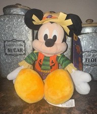 Mickey Mouse Plush Scarecrow Pumpkin, Fall, Halloween, Thanksgiving Disney NWT