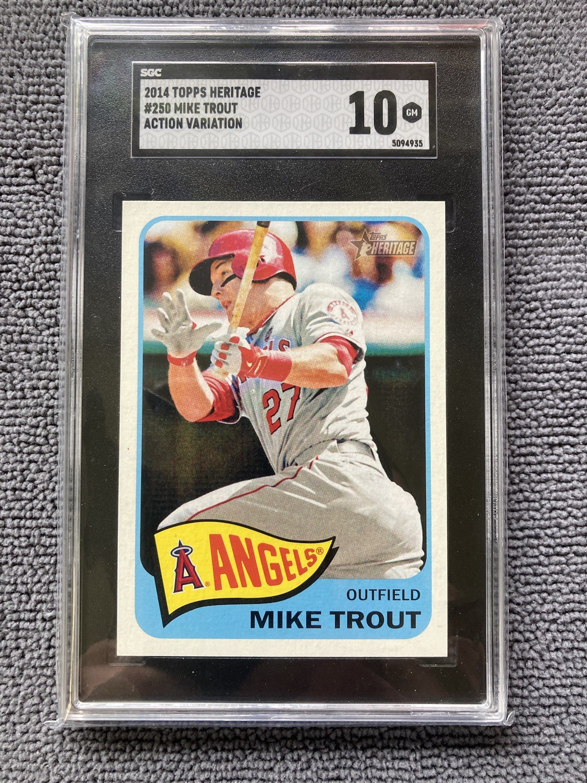2014 Topps Heritage Mike Trout Action Sgc 10 Gem Mint