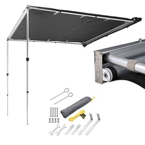 6.6'x8.4' Semi-Automatic Retractable Vehicle Awning with Blackout Coating Gray