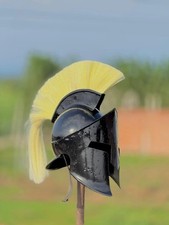 Casco Espartano Negro 300 Película Guerrero Griego Casco Hecho a Mano Armadura de Acero Casco