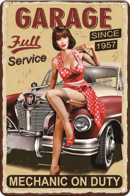 Vintage Racing Metal Sign, Retro Garage Tin Sign, Car Lover Gift,Wall Decor for